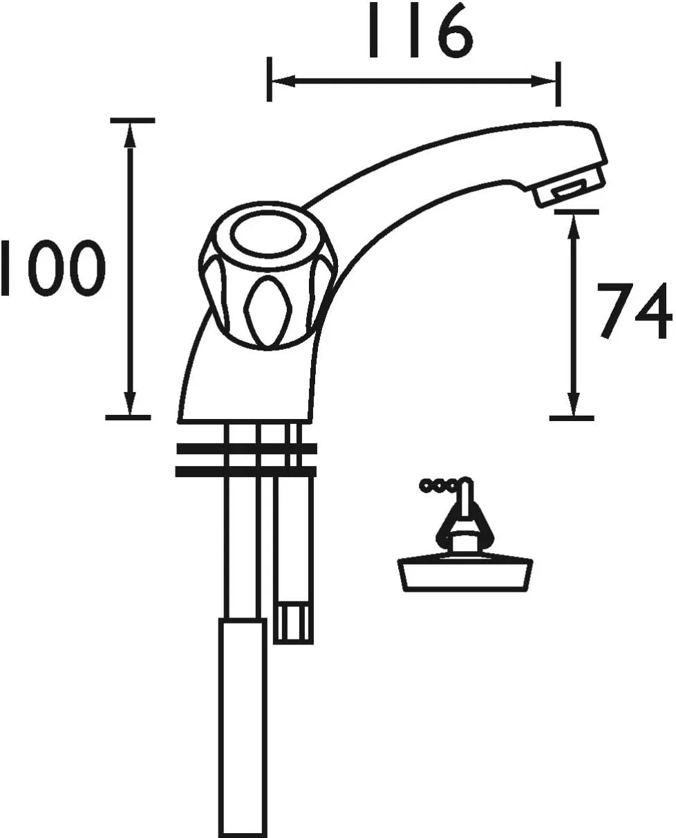 VAC BASNW C MT Club Mono Basin Mixer without Waste and Metal Heads - Chrome Plated