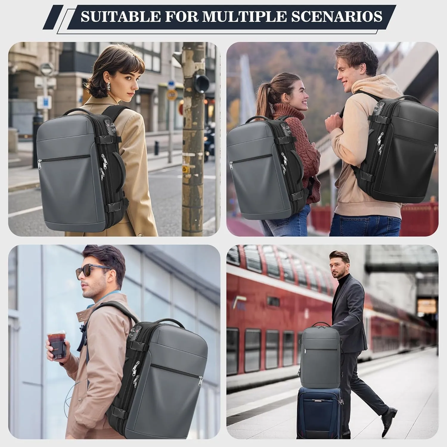 Vacuum Backpack Travel, Airback Vacuum Seal Compression Travel Backpack 60L Expandable, Spacevac Pro Laptop Backpack Water Resistant TSA Lock Carry On Backpack with Vacuum Pump,Grey
