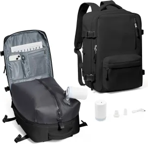 Vacuum Compression Backpack, Travel Vacuum Backpack with Electric Vacpack Pump, Flight Approved Carry On Personal Item Suitcase Luggage for Men Women, Black