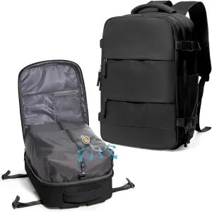Vacuum Travel Backpack for Women Men Carry on Backpack Luggage Flight Approved Personal item Travel Bag Essentials With Wet and Dry Separation Bag Black