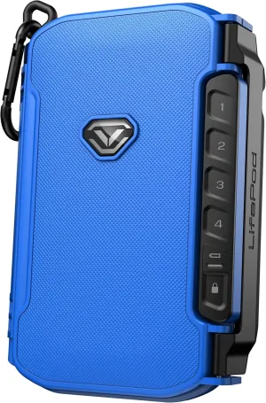 VAULTEK LifePod X Micro Weatherproof Electronic Lockbox Secure Travel Case Rugged Mini Portable Case with Backlit Keypad (Spark Blue)