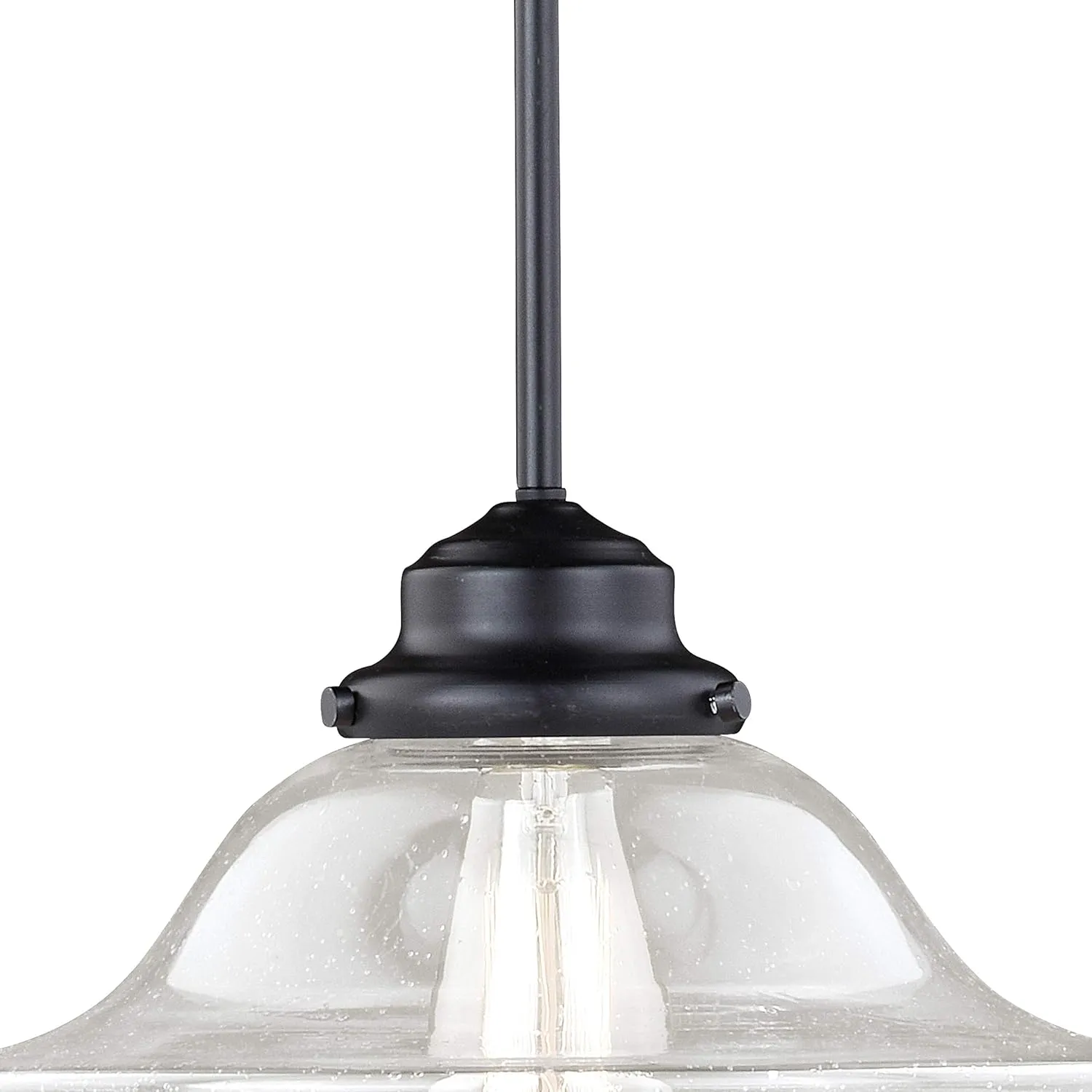 VAXCEL Huntley 1 Light Bronze Farmhouse Schoolhouse Pendant Clear Glass