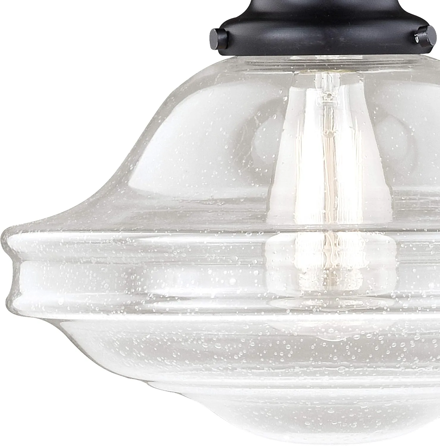 VAXCEL Huntley 1 Light Bronze Farmhouse Schoolhouse Pendant Clear Glass