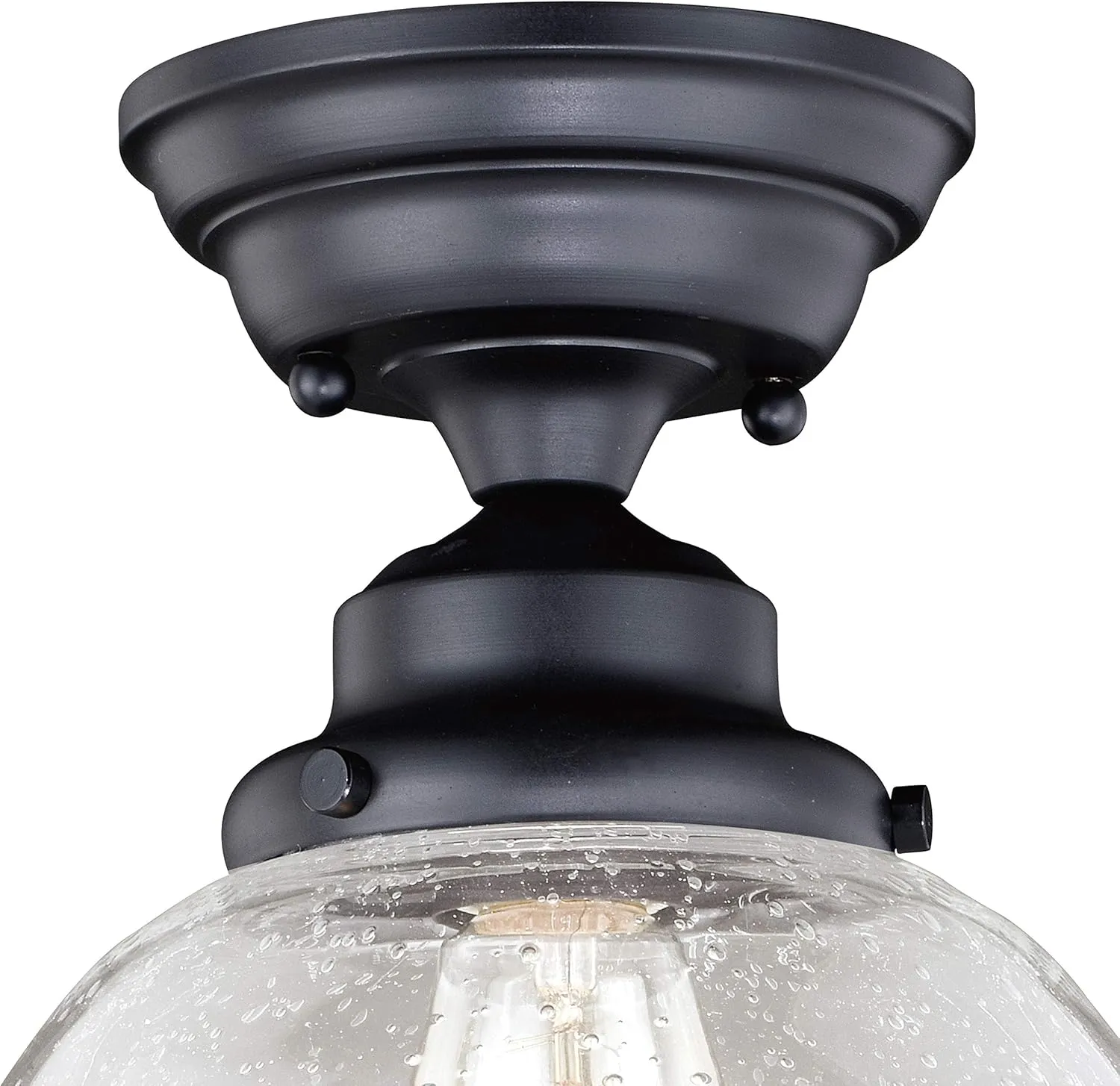 VAXCEL Huntley 12-in W Bronze Farmhouse Schoolhouse Semi Flush Mount Ceiling Light Clear Glass