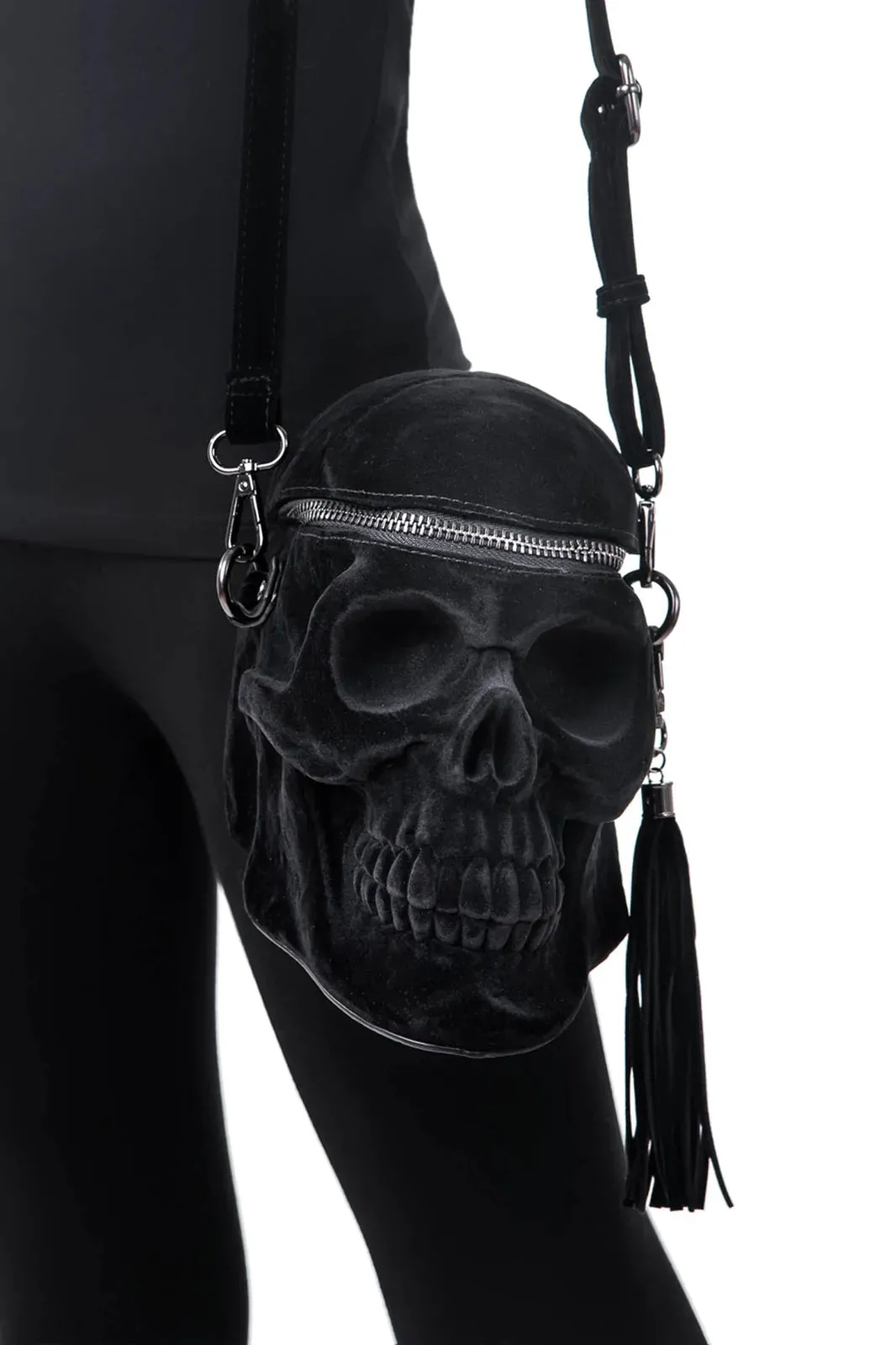 Velvet Grave Digger Skull Handbag