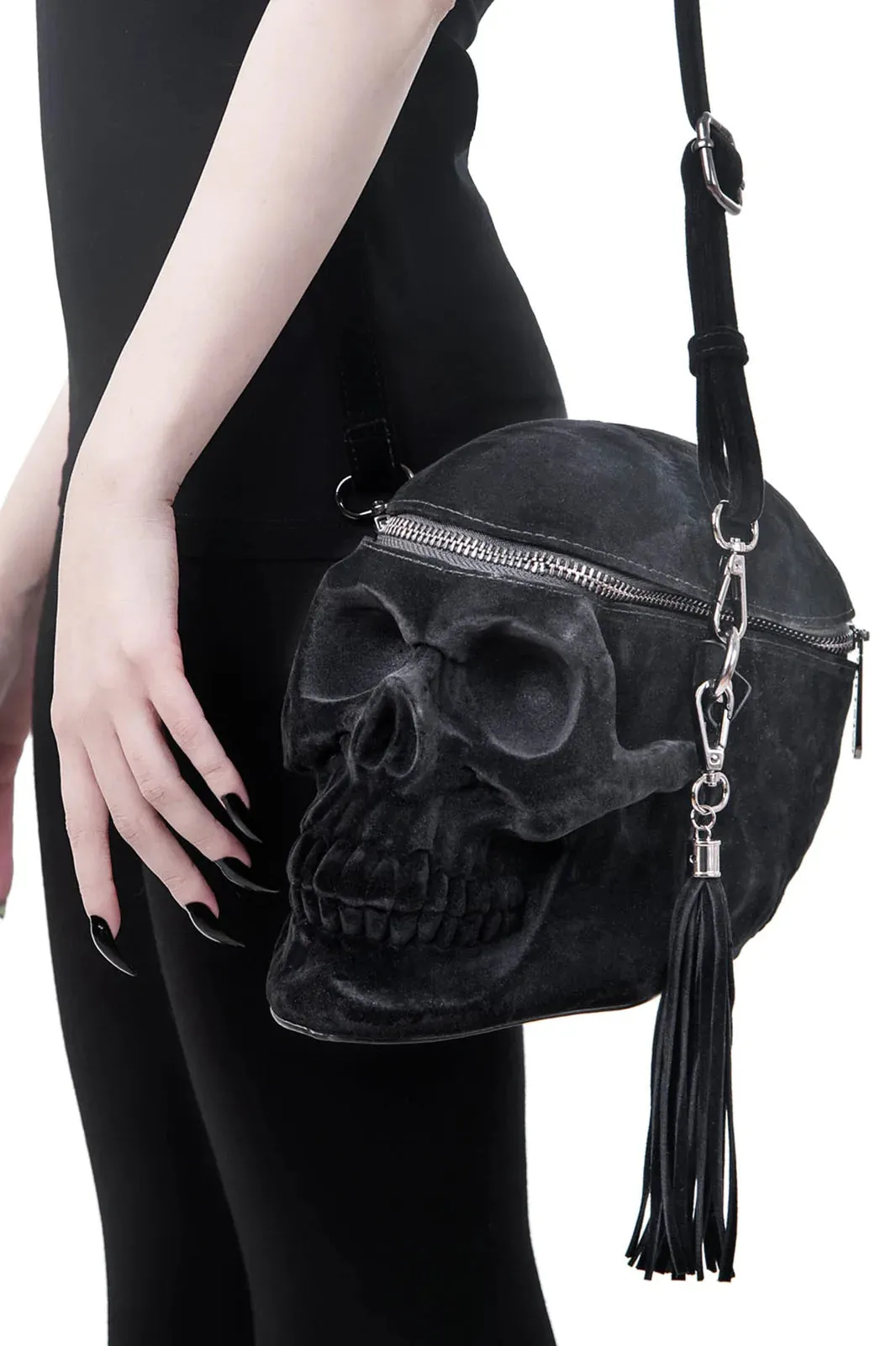 Velvet Grave Digger Skull Handbag