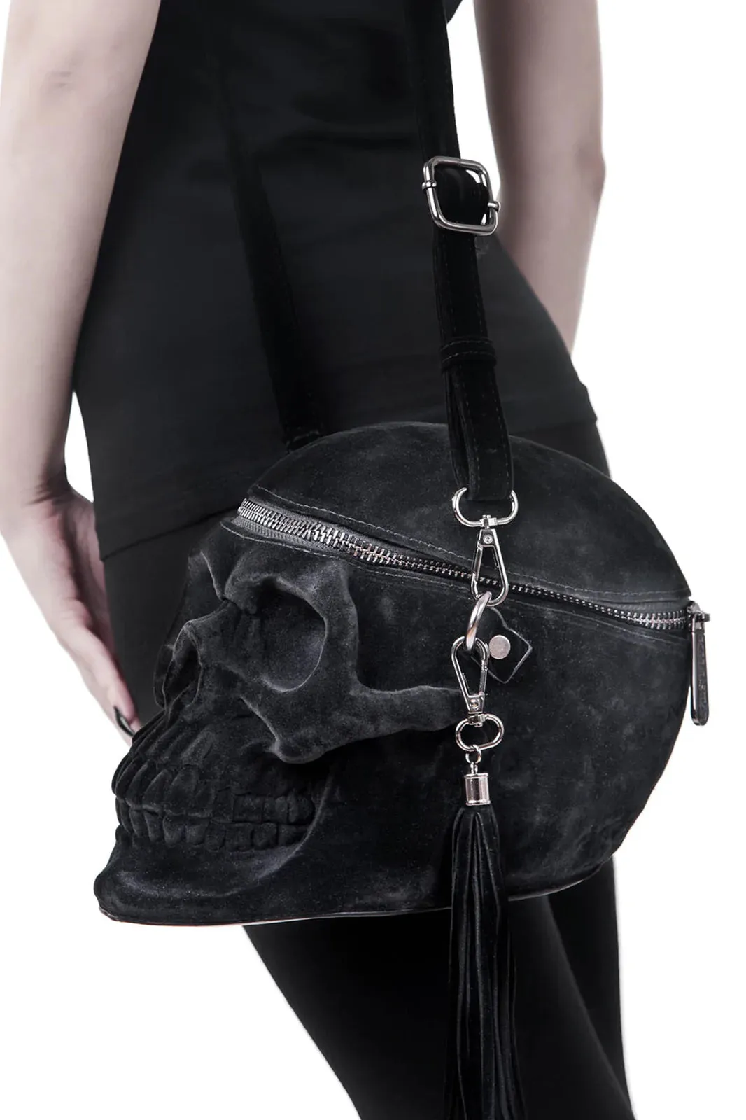 Velvet Grave Digger Skull Handbag