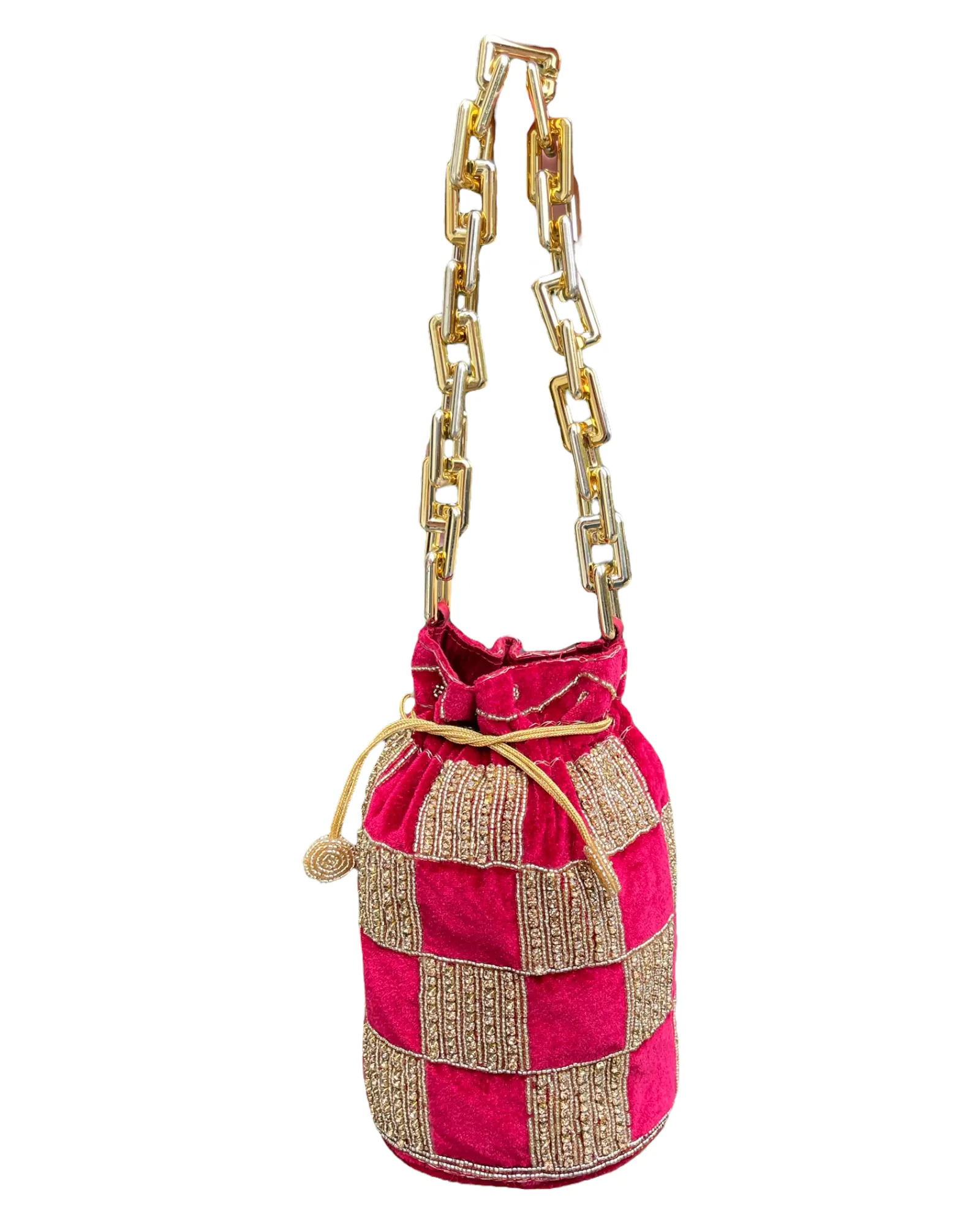 Velvet Hand Potli Bag Purse With Stone & Beads Handwork #HB21