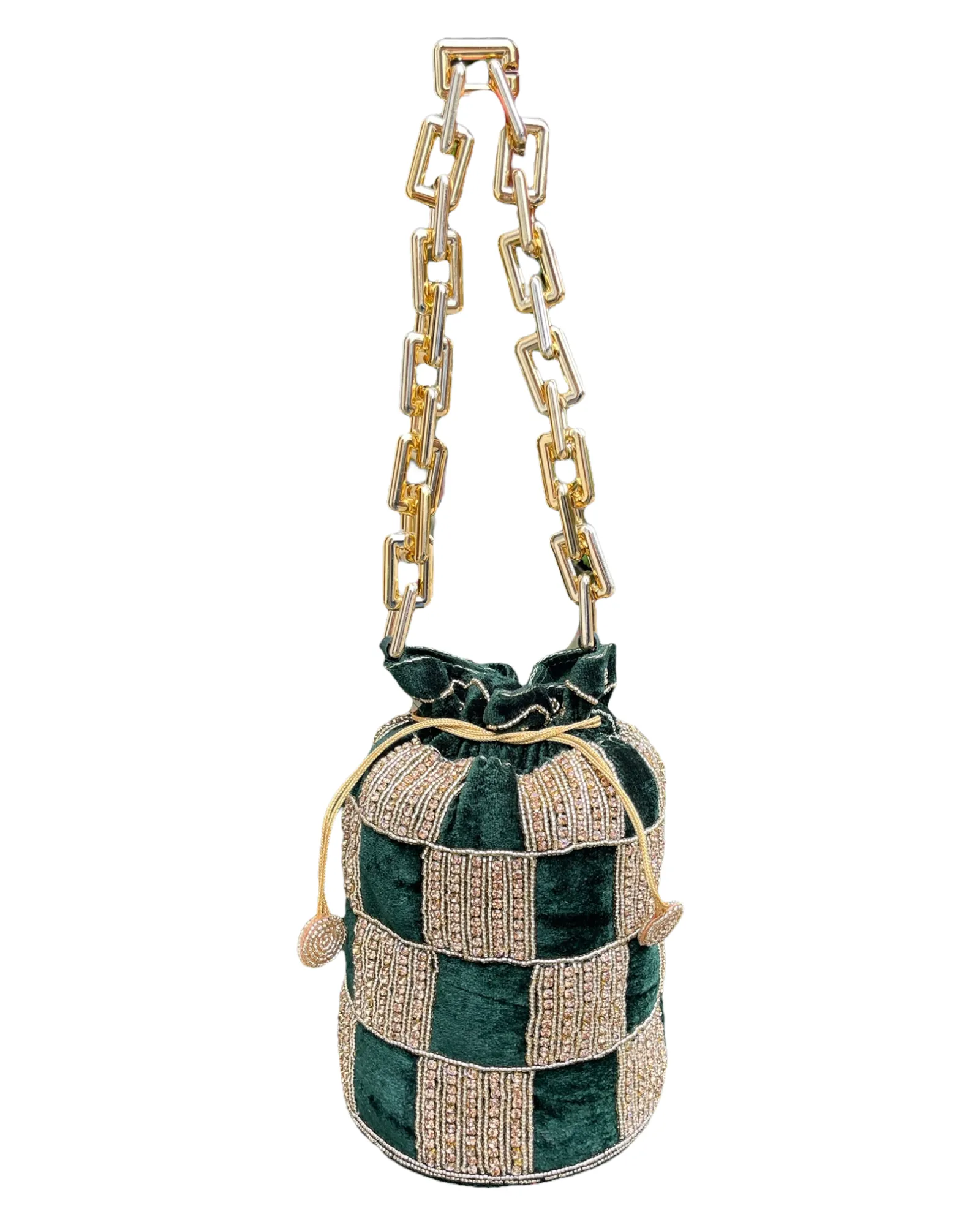 Velvet Hand Potli Bag Purse With Stone & Beads Handwork #HB21
