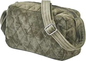 Velvet Quilted Tote Bag for Women Handbag with Adjustable Strap, Crossbody Bag Cute Purse Plushy Satchel Bag with Zipper