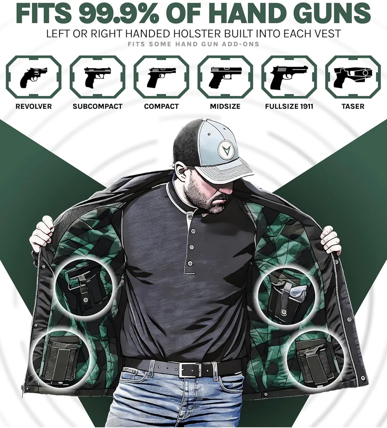 Venado Concealed Carry Jacket for Men - Heavy Duty Canvas - Conceal Carry Pockets