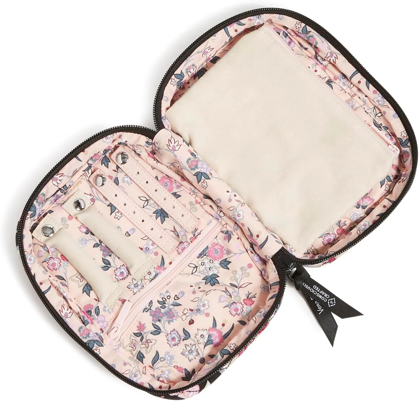 Vera Bradley Women's Cotton Zip-Around Jewelry Organizer Case Travel Accessory, Botanical Paisley, One Size