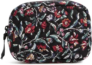 Vera Bradley Women's Cotton Zip-Around Jewelry Organizer Case Travel Accessory, Perennials Noir, One Size