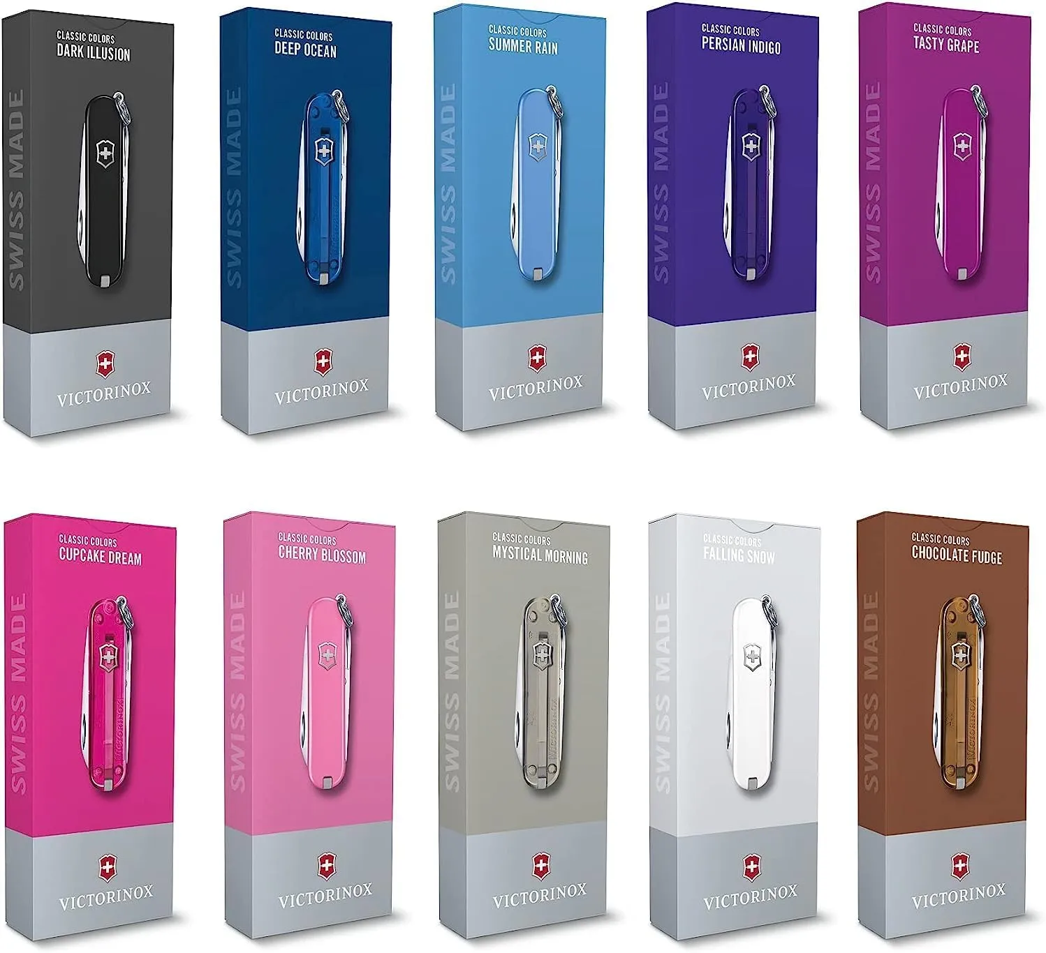 Victorinox Classic SD Swiss Army Knife, Compact, 7 Functions, Swiss Made Pocket Knife with Small Blade, Screwdriver and Key Ring - Cherry Blossom (Pink)