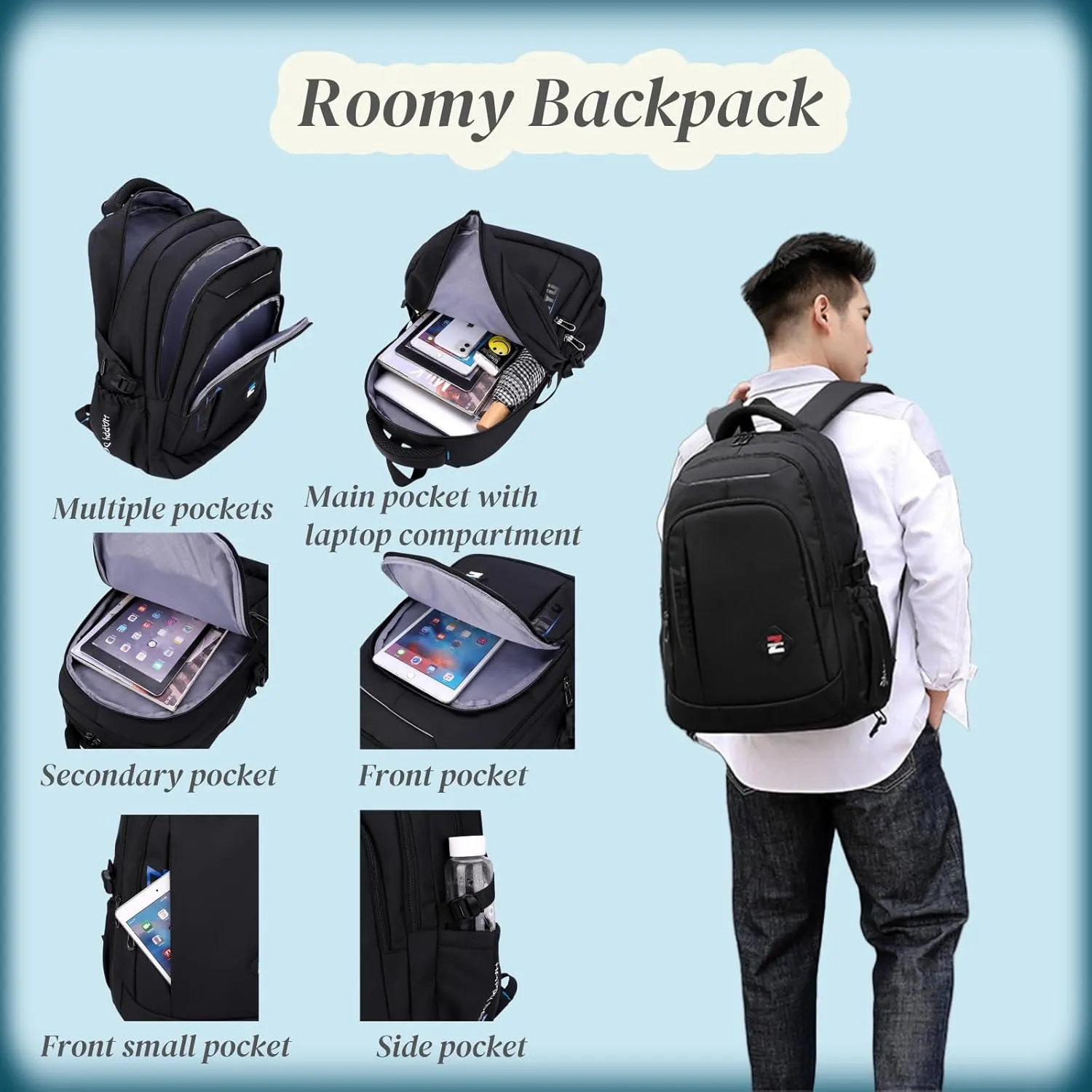 VIDOSCLA Elementary Trolley Backpack Senior High School Rolling Carry-on Luggage Book Bag with Wheels for Teens