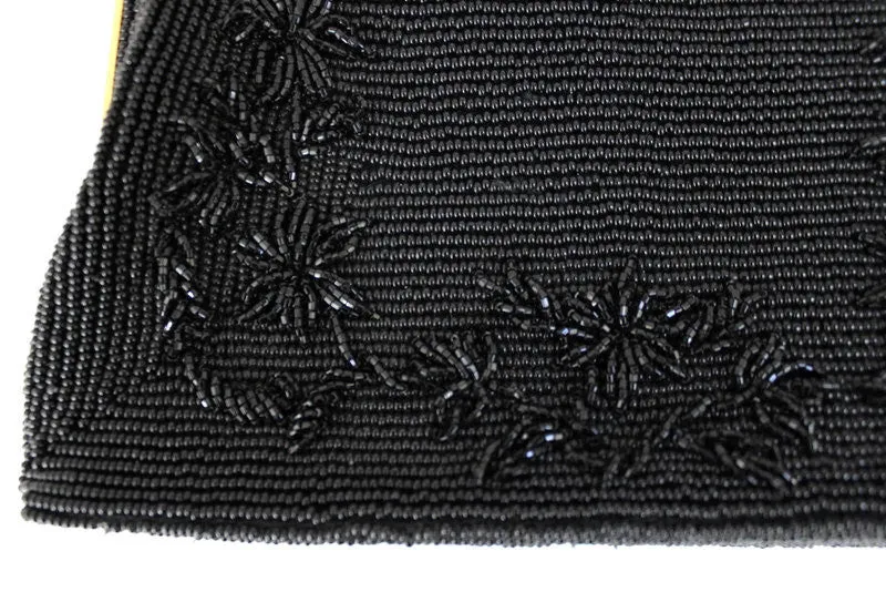 Vintage Black Beaded Evening Bag Purse