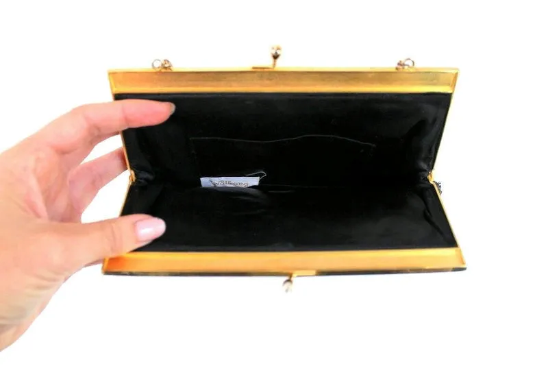 Vintage Black Beaded Evening Bag Purse