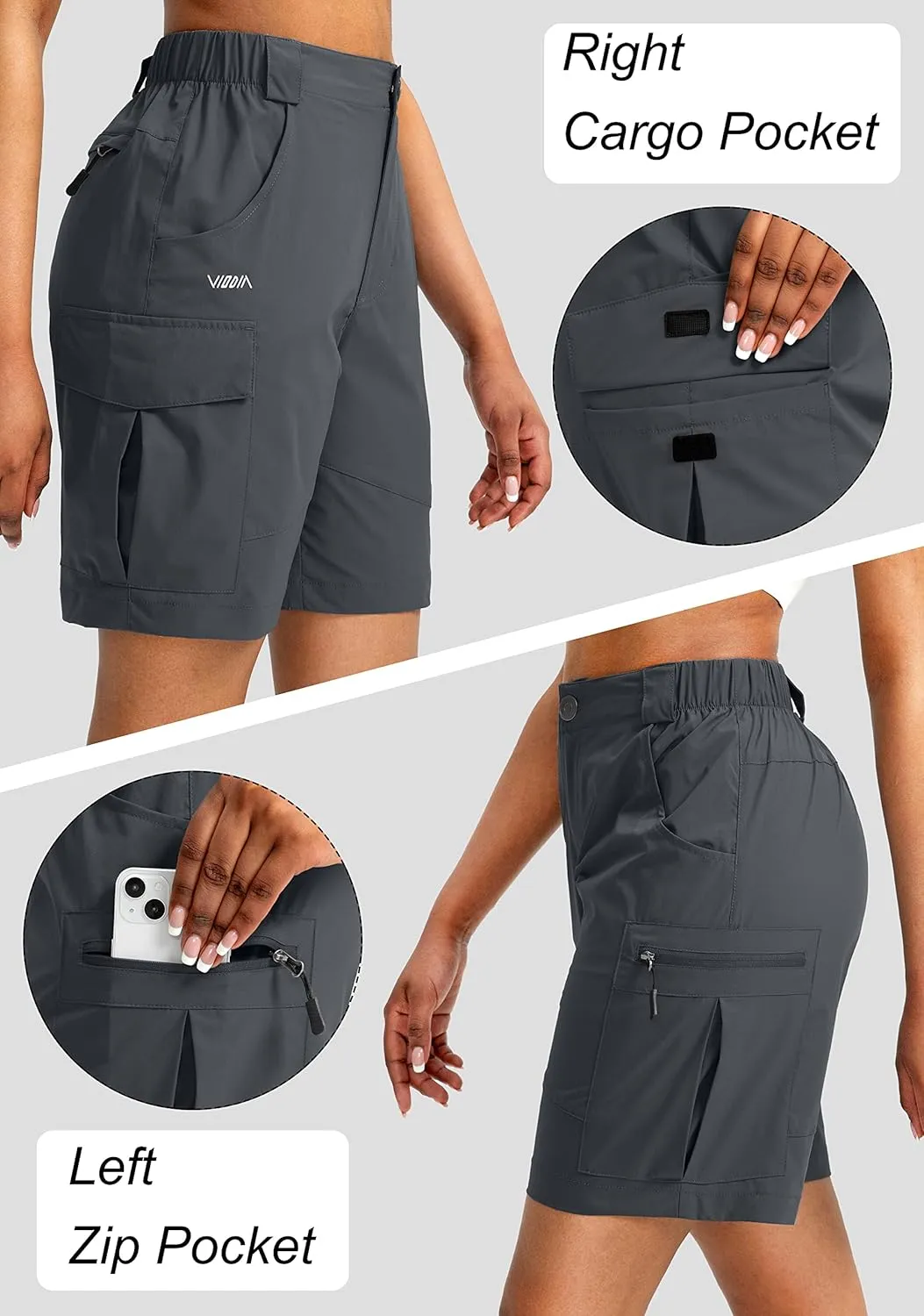 Viodia Women's 7" Hiking Cargo Shorts with Pockets Quick Dry Lightweight Shorts for Women Golf Casual Summer Shorts