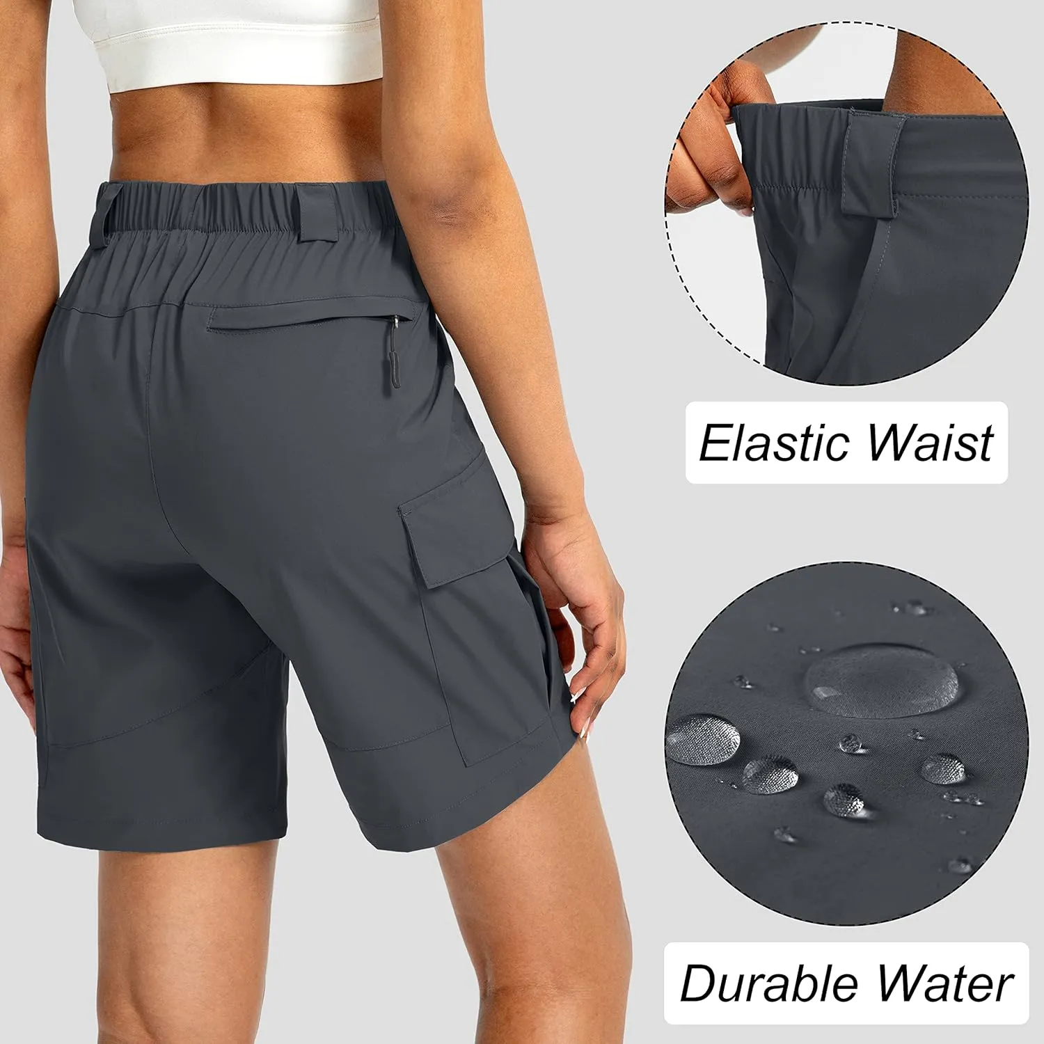 Viodia Women's 7" Hiking Cargo Shorts with Pockets Quick Dry Lightweight Shorts for Women Golf Casual Summer Shorts