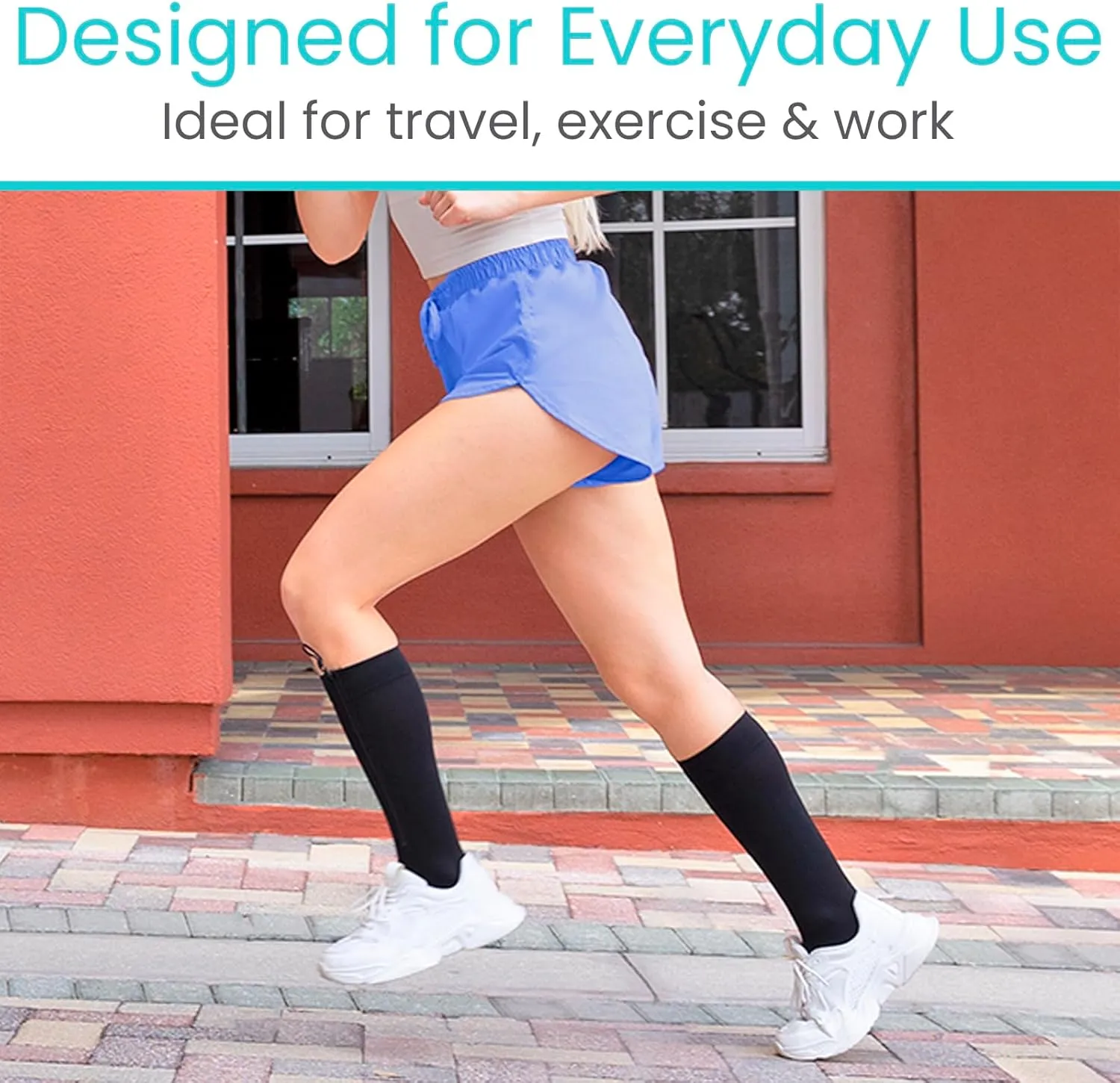 Vive Zipper Compression Socks Medical for Men & Women - 15-20 mmHg Knee High Stockings for Varicose Veins, Recovery, Edema, Post-Surgery Support - Elastic & Comfortable - Easy On for Elderly