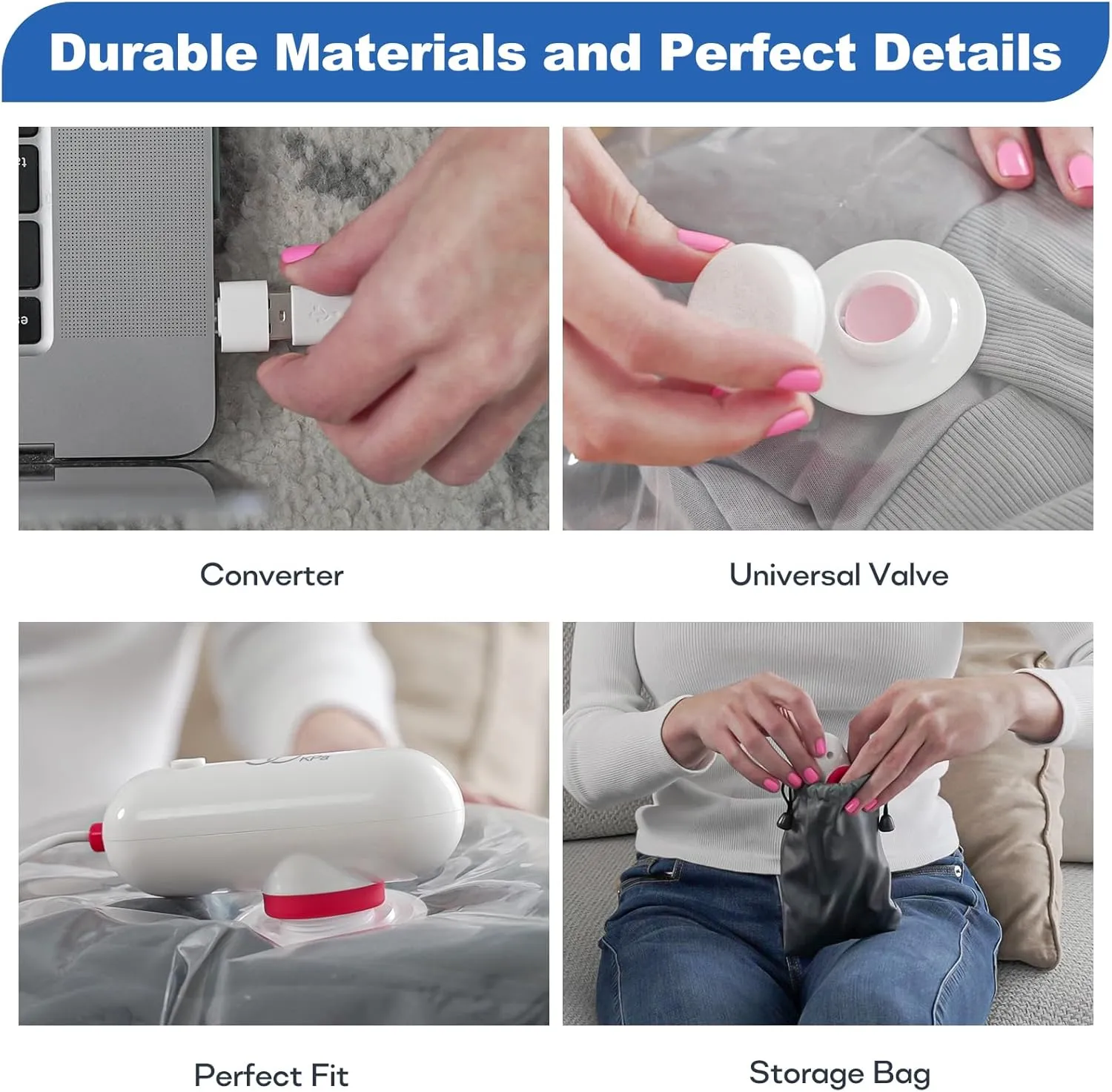 VMstr 12 Pack Travel Vacuum Storage Bags with USB Electric Pump, Compression Bags for Travel, Space Saver for Clothes ans Clothing