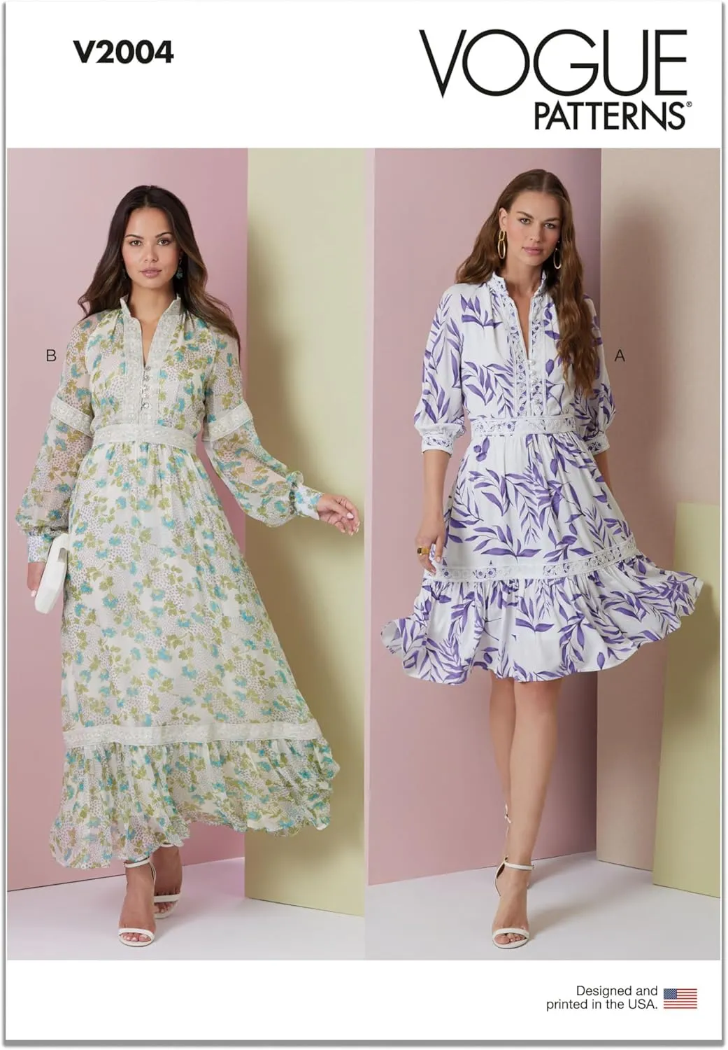Vogue Misses' Lined Dress Sewing Pattern Packet, Design Code V2004, Sizes 18-20-22-24-26, Multicolor
