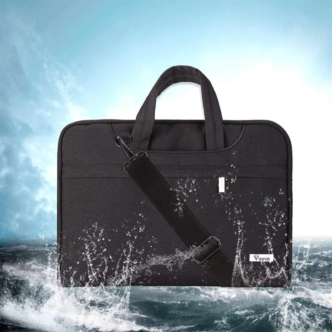 Voova Laptop Bag 15.6 Inch, Waterproof Computer Sleeve Carrying Case with Shoulder Straps & Handle Compatible with Macbook Air 15 M2/M3/M4, MacBook Pro 15/16, 15-16 Inch Hp Dell Acer Asus, Black