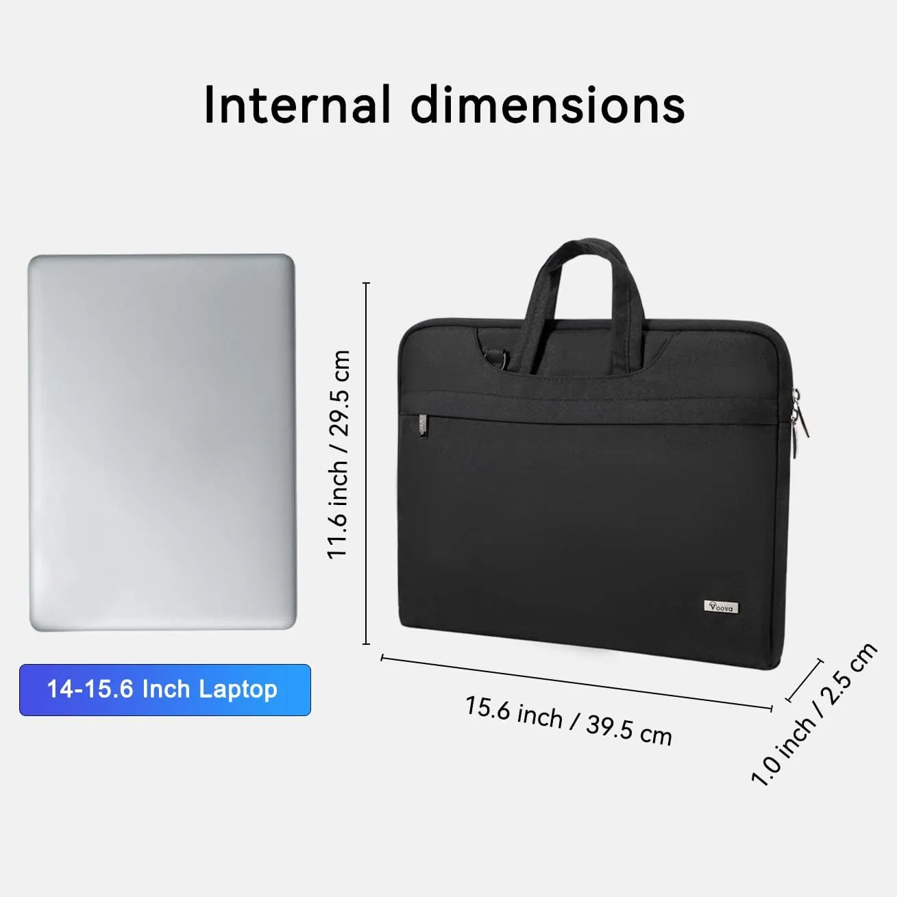 Voova Laptop Bag 15.6 Inch, Waterproof Computer Sleeve Carrying Case with Shoulder Straps & Handle Compatible with Macbook Air 15 M2/M3/M4, MacBook Pro 15/16, 15-16 Inch Hp Dell Acer Asus, Black