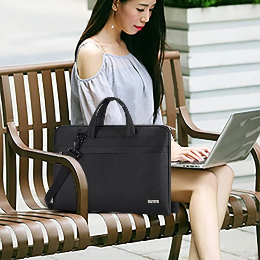 Voova Laptop Bag 15.6 Inch, Waterproof Computer Sleeve Carrying Case with Shoulder Straps & Handle Compatible with Macbook Air 15 M2/M3/M4, MacBook Pro 15/16, 15-16 Inch Hp Dell Acer Asus, Black