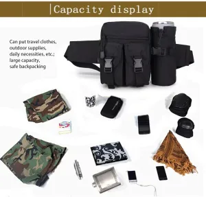 Waist Bag for Men with Detachable Water Bottle Holder Tactical Fanny Pack for Hiking Cycling Motorcycle Outdoor Sports Travel Fishing Camping Mountaineering Waterproof (black)