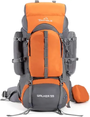 Walker 65 Litres Rucksack | Internal Frame With Metal Rod | Rain Cover | Bottom Opening | Laptop Section