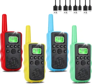 Walkie Talkies Long Range for Adults - Rechargeable Handheld Two Way Radios with 22 FRS Channels Radio, Kids Walkie Talkies with LED Flashlight, VOX Walky Talky for Camping Hiking 4Pack