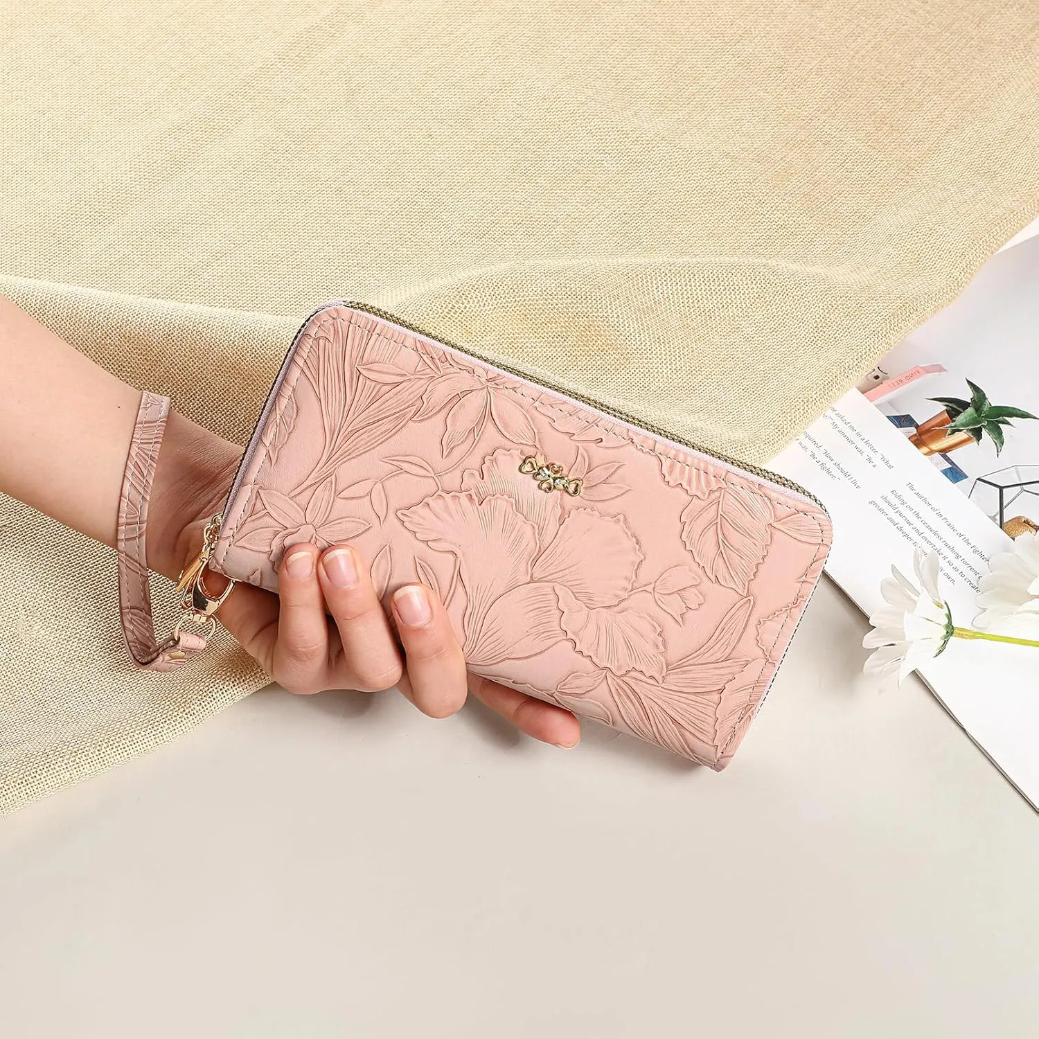 Wallet for Women Clutch Double Zip Around Credit Card Holder Leather Women's Wallet Large Capacity