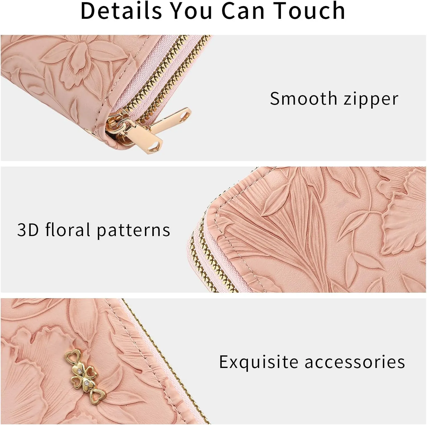Wallet for Women Clutch Double Zip Around Credit Card Holder Leather Women's Wallet Large Capacity