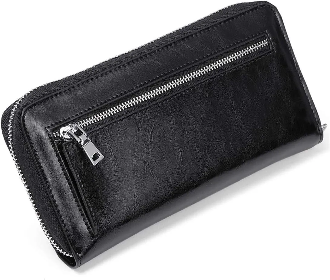 Wallets for Women RFID Blocking Leather Zip Around Wristlet Clutch Travel Purse