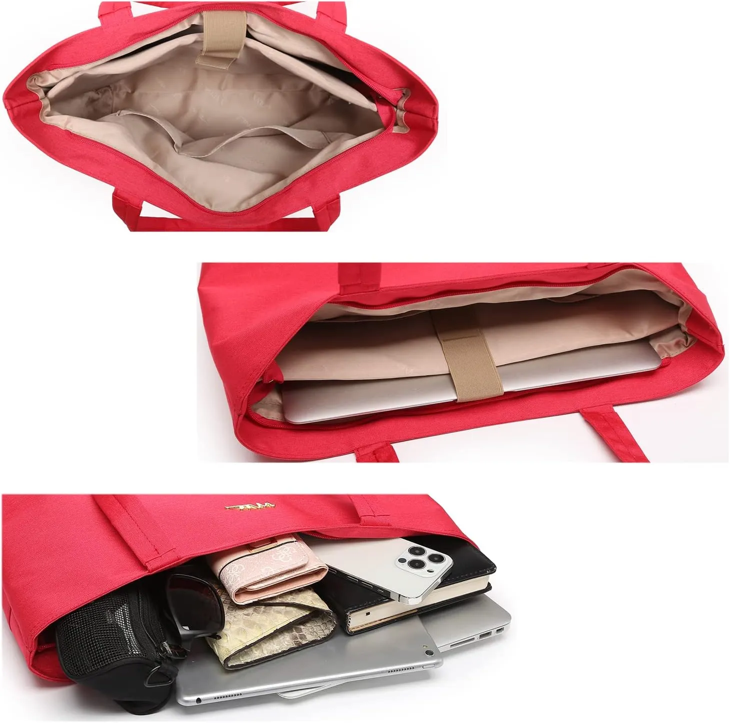 Water Resistance Nylon Laptop Tote Bag Computer Travel Carrying Shoulder Bag (12-13.3 Inch, Red)