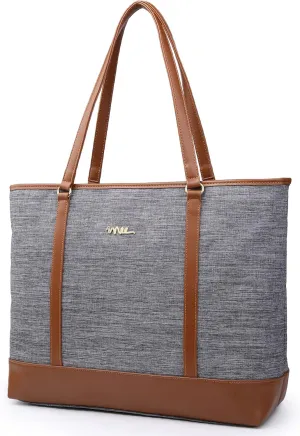 Water Resistant Nylon Laptop Tote Bag for Teacher Large Work Travel Purse fit up to 15.6 inch Laptop
