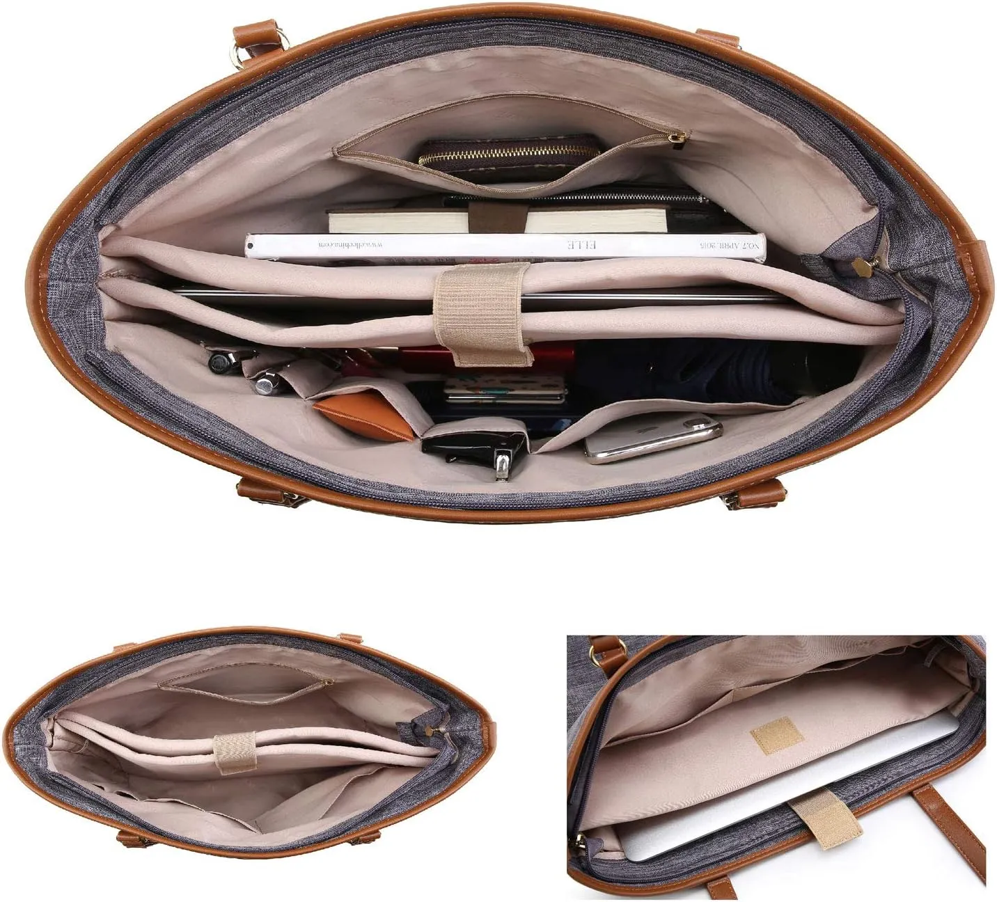 Water Resistant Nylon Laptop Tote Bag for Teacher Large Work Travel Purse fit up to 15.6 inch Laptop
