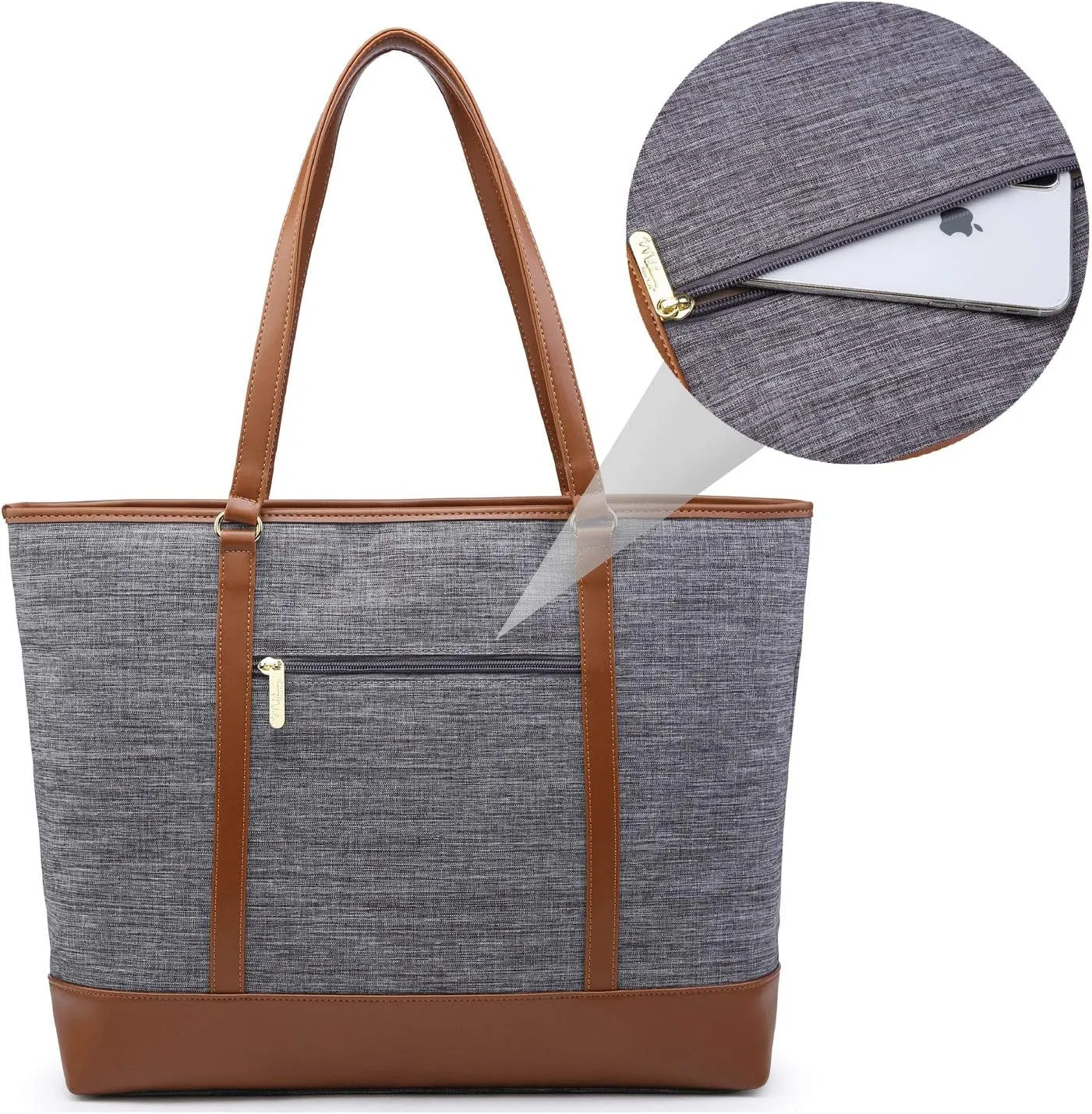 Water Resistant Nylon Laptop Tote Bag for Teacher Large Work Travel Purse fit up to 15.6 inch Laptop
