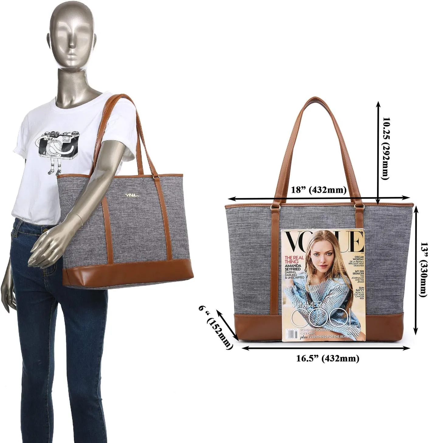 Water Resistant Nylon Laptop Tote Bag for Teacher Large Work Travel Purse fit up to 15.6 inch Laptop