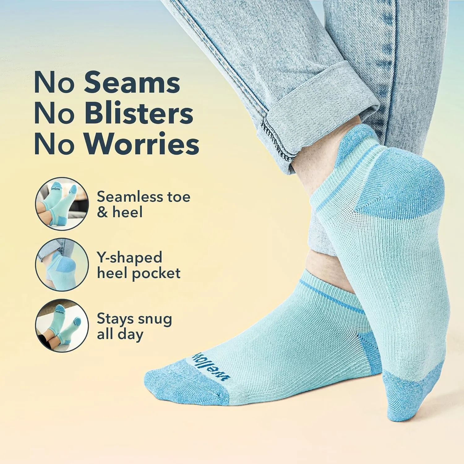 Wellow Ankle Socks for Men & Women – Breathable Aerolite Knit, 360° Compression, Ultra-Soft Made with Viscose from Bamboo