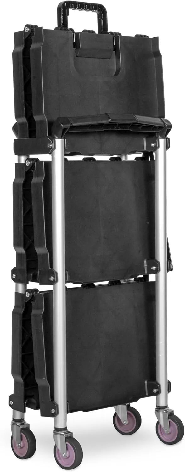 WEN Compact Foldable Service Utility Cart, Three Tier with 165-Pound Capacity (73065)