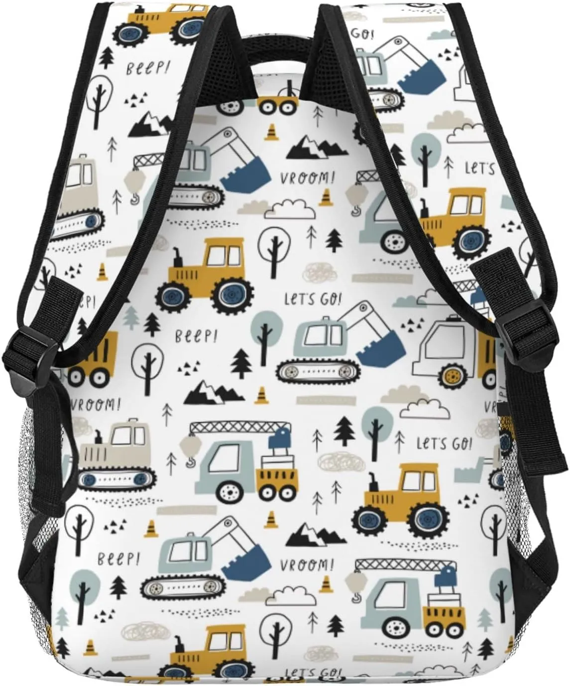 White Truck Cars Kids Backpacks for Girls Boys Teenager,BookBags Back to School Bag,Lightweight Travel Daypack Laptop Backpack,Elementary Primary Middle School Bags for Age 6-12