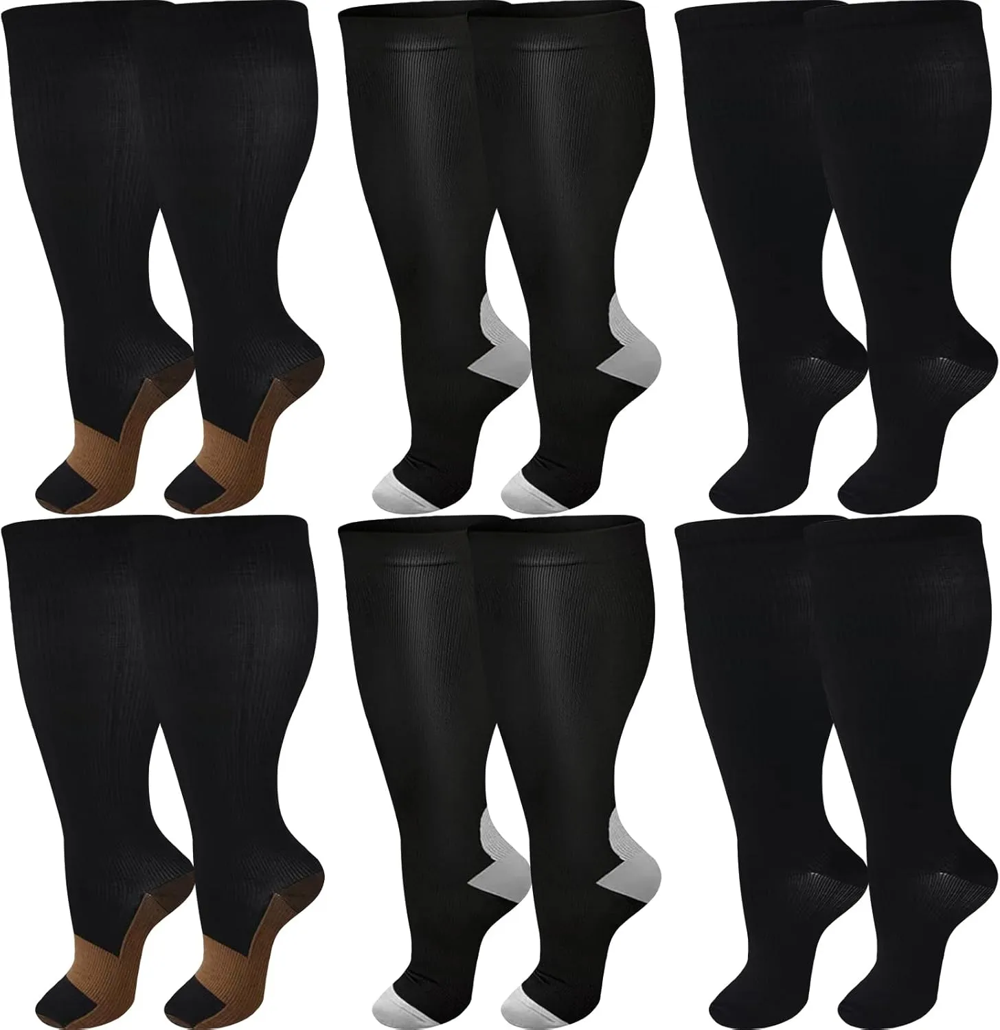 Wide Calf Compression Socks for Women Men,Large Plus Size Compression Socks Support for Nurse Pregnant