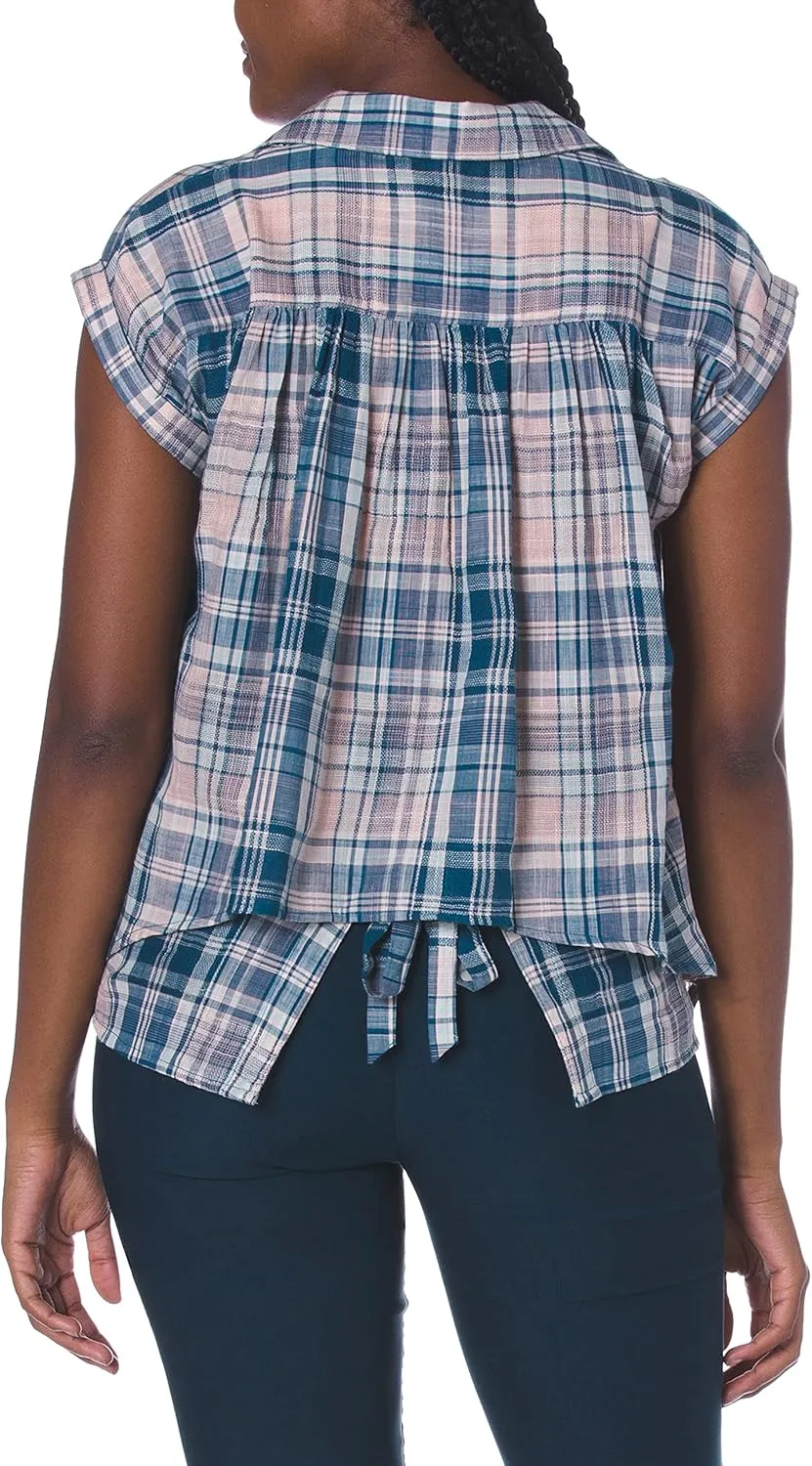 William Rast Women's Kinsley Short Sleeve Gather Back Shirt
