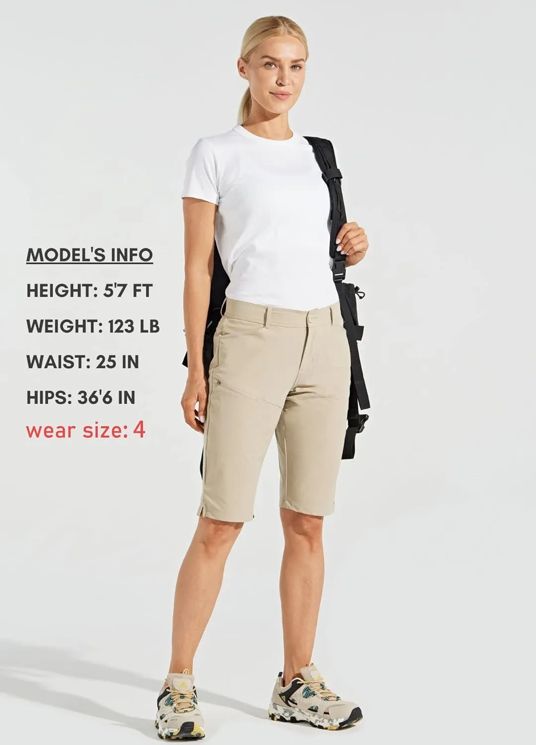 Willit Women's Shorts 13" Golf Hiking Long Shorts Knee Length Quick Dry Water Resistant Casual Summer
