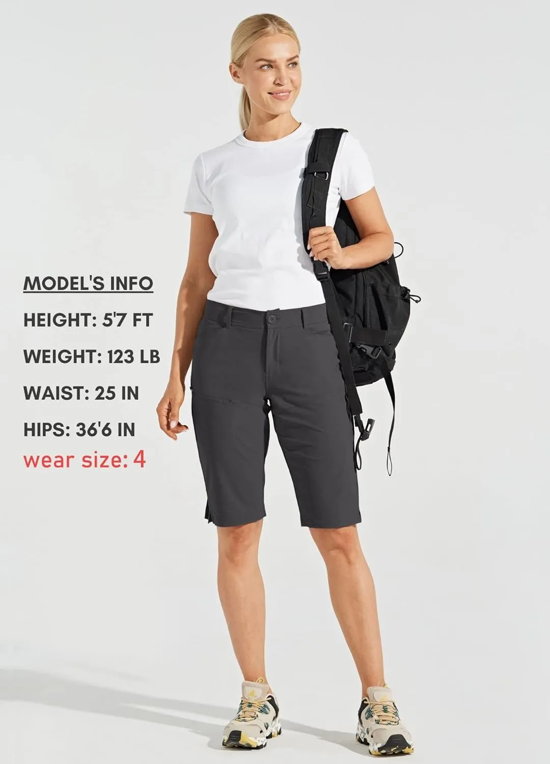 Willit Women's Shorts 13" Golf Hiking Long Shorts Knee Length Quick Dry Water Resistant Casual Summer