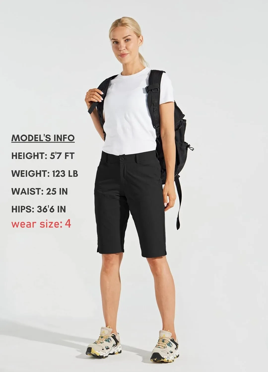 Willit Women's Shorts 13" Golf Hiking Long Shorts Knee Length Quick Dry Water Resistant Casual Summer