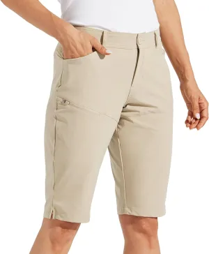 Willit Women's Shorts 13" Golf Hiking Long Shorts Knee Length Quick Dry Water Resistant Casual Summer