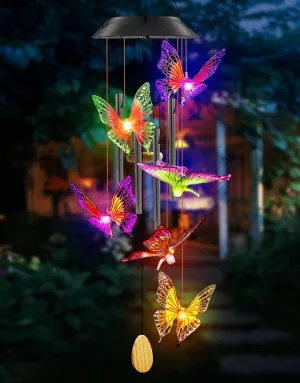 Wind Chimes,Purtuemy Solar Butterfly Lights for Outside Garden Yard Outdoor Decor, Mothers Birthday Gifts for Women Mom Grandma